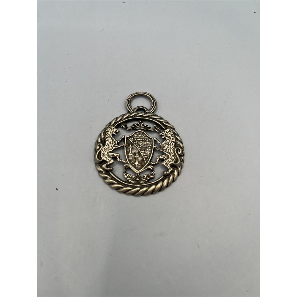 French Lion Crest Coat of Arms Large Pendant Medallion for Necklace